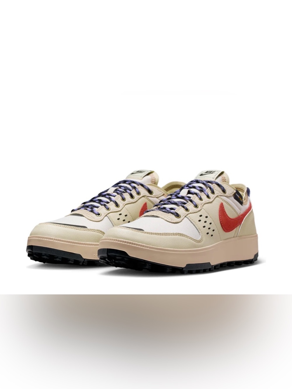 Nike Mens Beige Sneakers with Red Swoosh